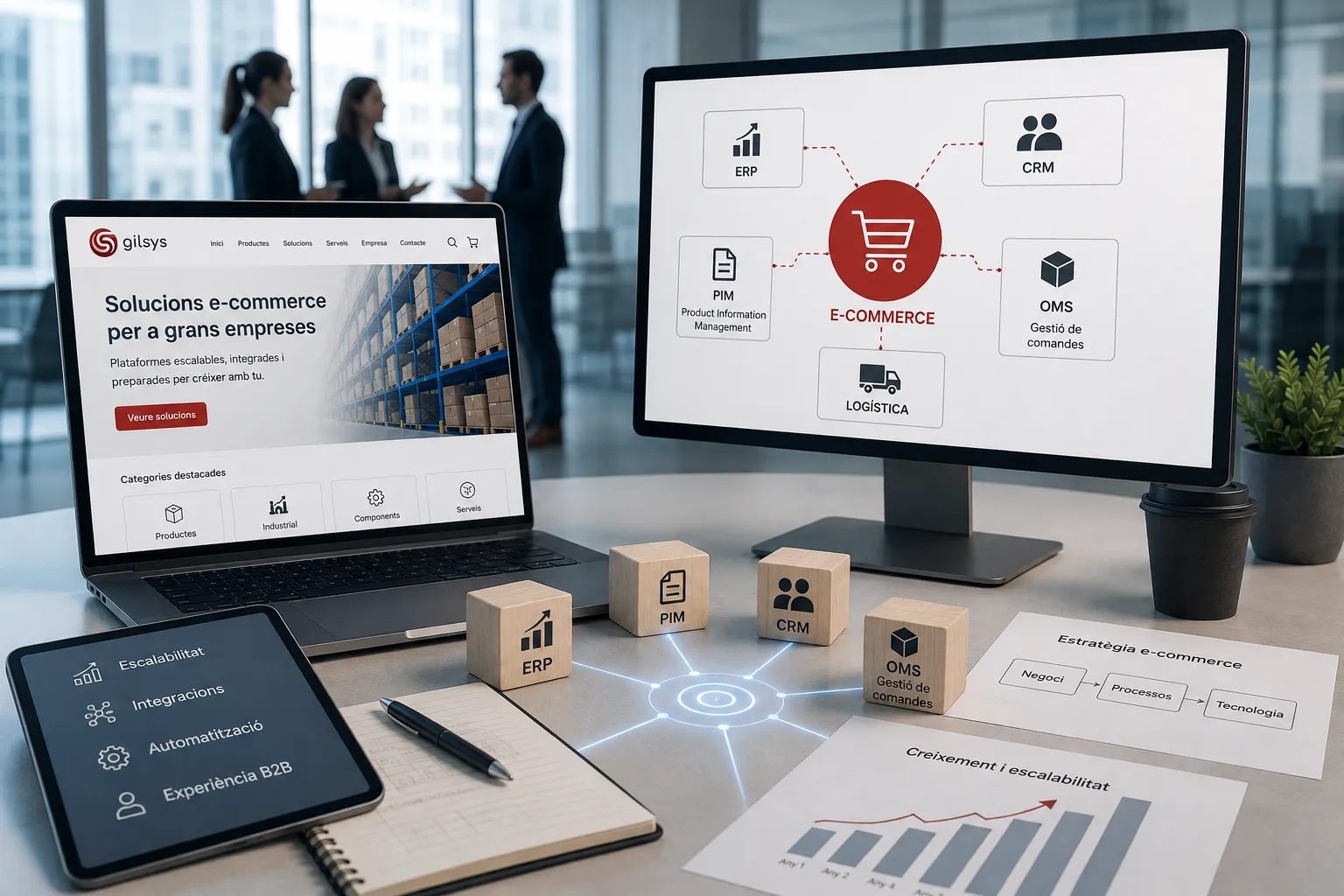 Guia per definir l'arquitectura, la plataforma i les integracions d'un ecommerce per a grans empreses amb necessitats avançades, B2B, ERP, PIM i desenvolupaments a mida.