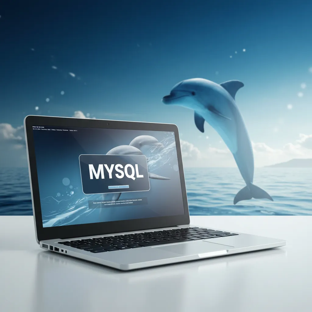 Dolphin jumping over a computer