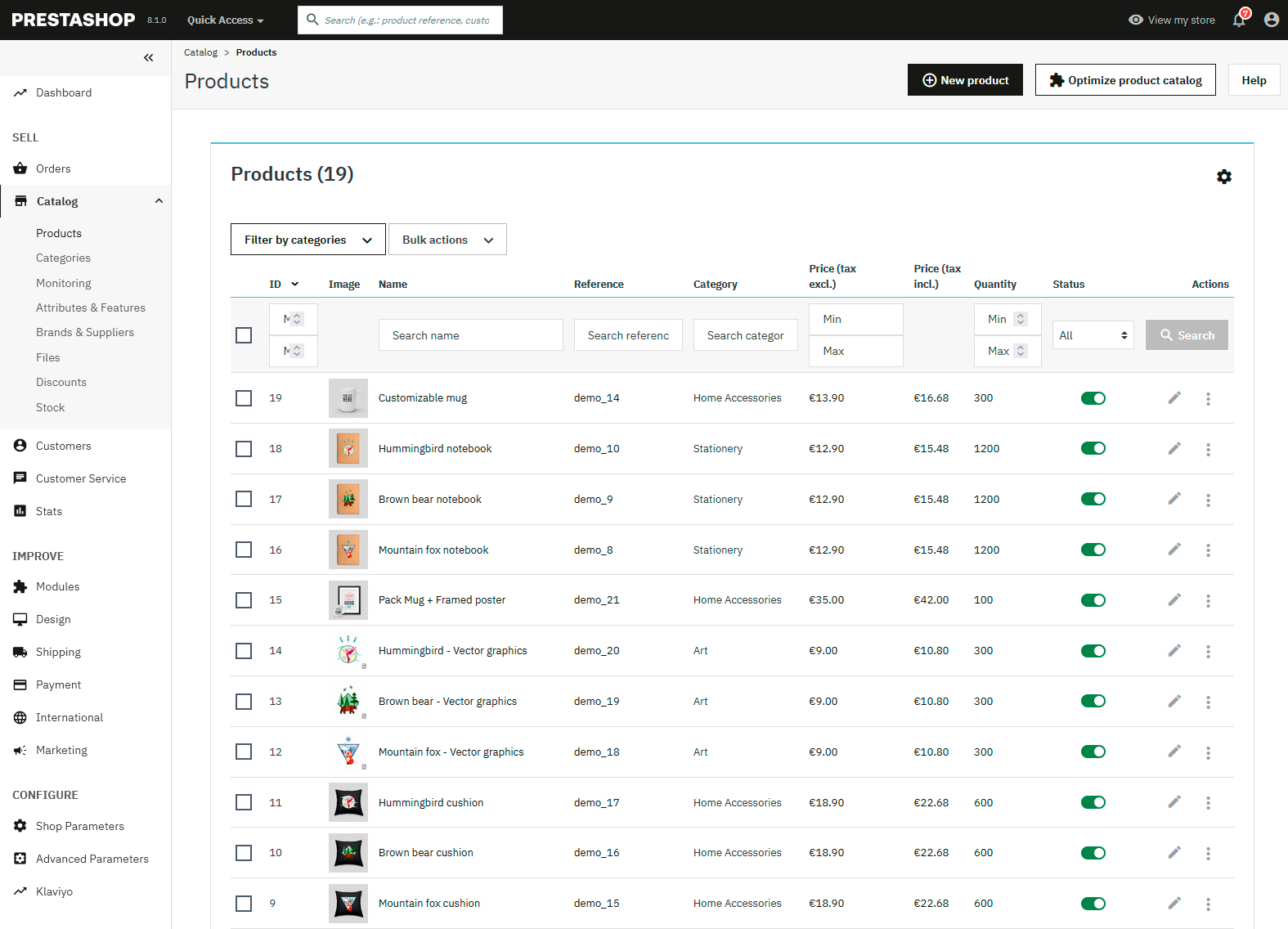 Prestashop - Panell d'administració de botiga